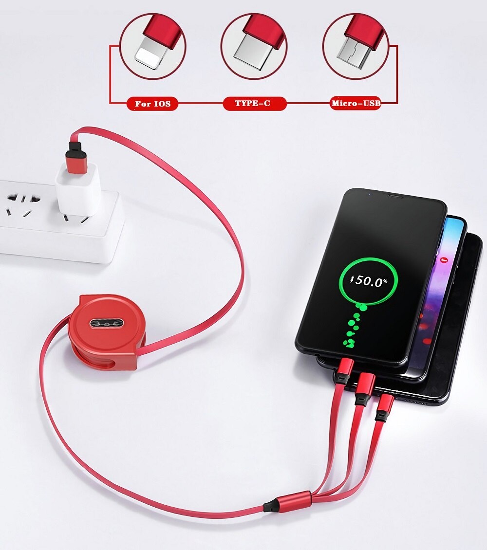 3-in-1 Retractable USB Cable